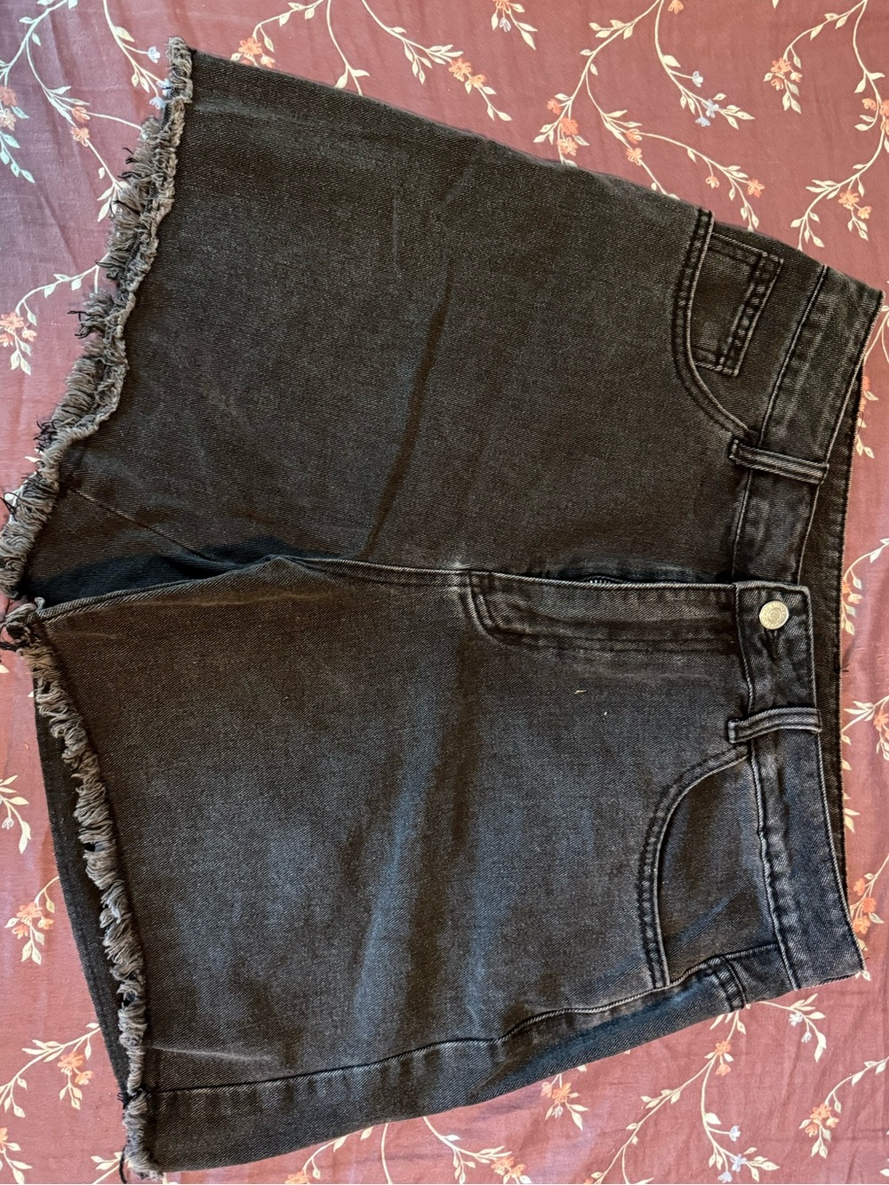 SHEIN Black Frayed Hem Denim Shorts